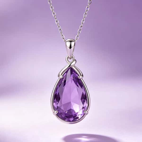 Royal Purple Amethyst Teardrop Necklace