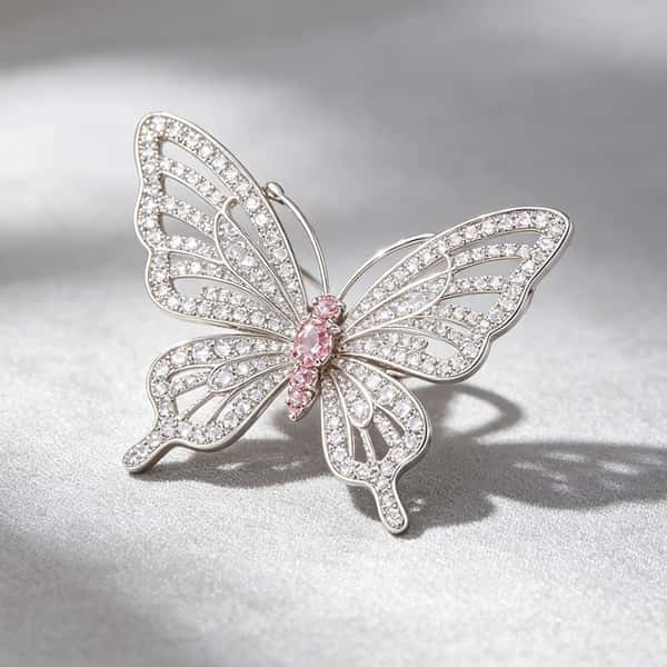 Crystal-Encrusted Butterfly Pendant Necklace