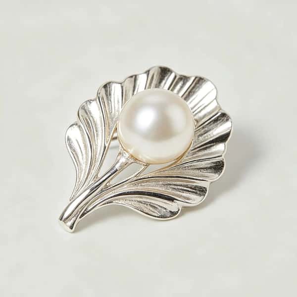 Sculpted Mother-of-Pearl Seashell Brooch