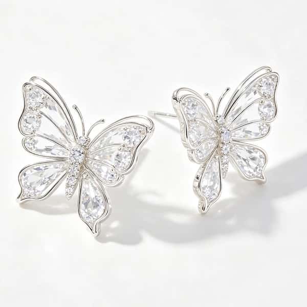 Sparkling Crystal Butterfly Stud Earrings