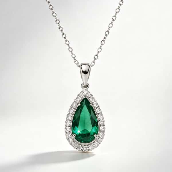 Emerald-Cut Green Gemstone Pendant Necklace