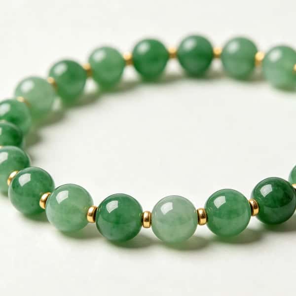 Natural Green Jade Beaded Bracelet