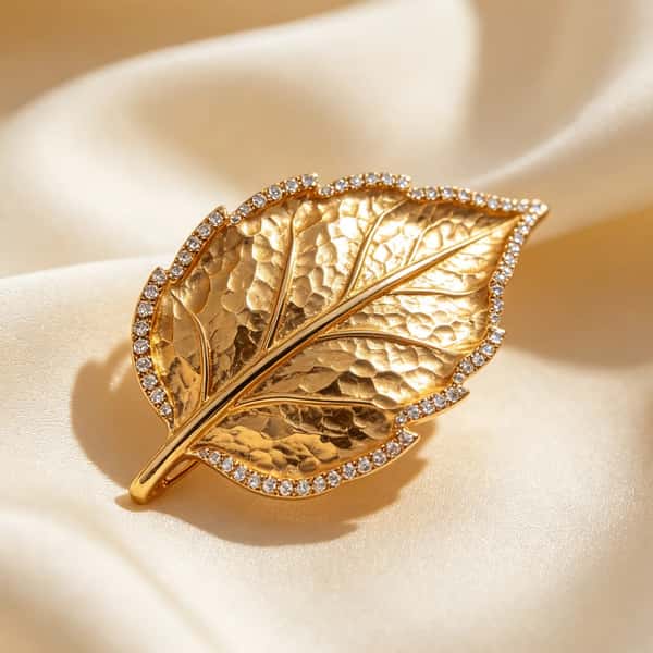 Golden Veined Leaf Brooch