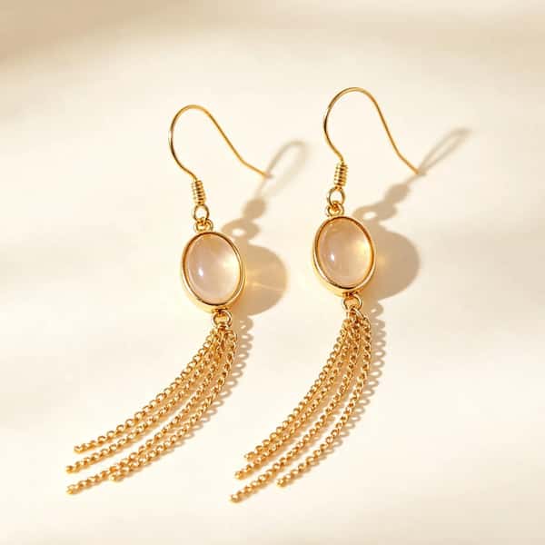 Dainty Moonstone Tassel Earrings