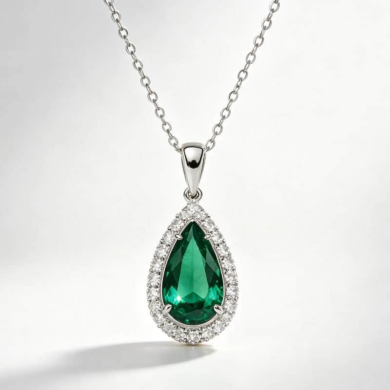 Emerald-Cut Green Gemstone Pendant Necklace