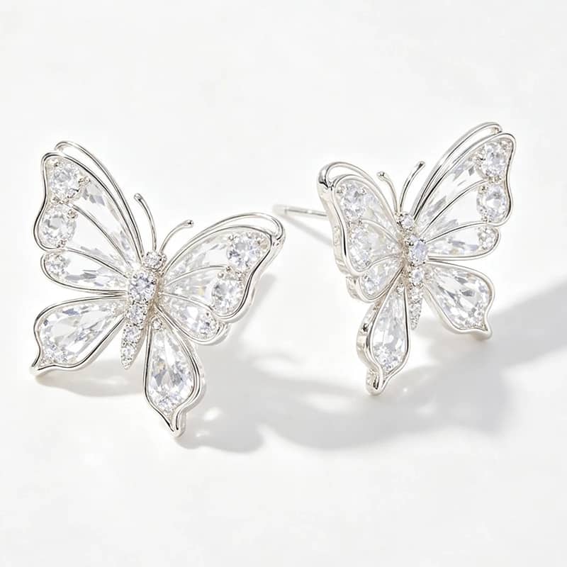 Sparkling Crystal Butterfly Stud Earrings
